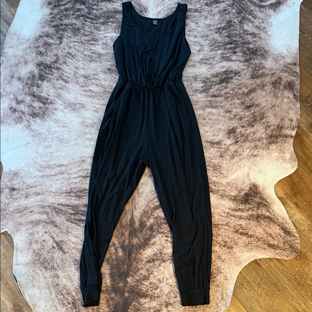 Black Sleeveless Jumpsuit with Elastic Waist
